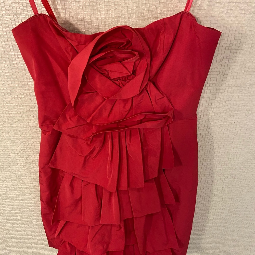BCBG MaxAzria Pink Ruffle Formal Strapless Dress - Picture 4 of 8